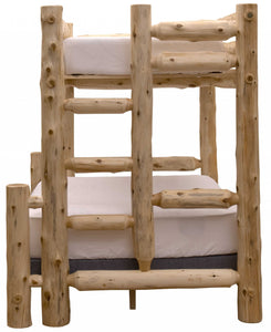Rustic and Natural Cedar Double and Single Ladder Right Log Bunk Bed