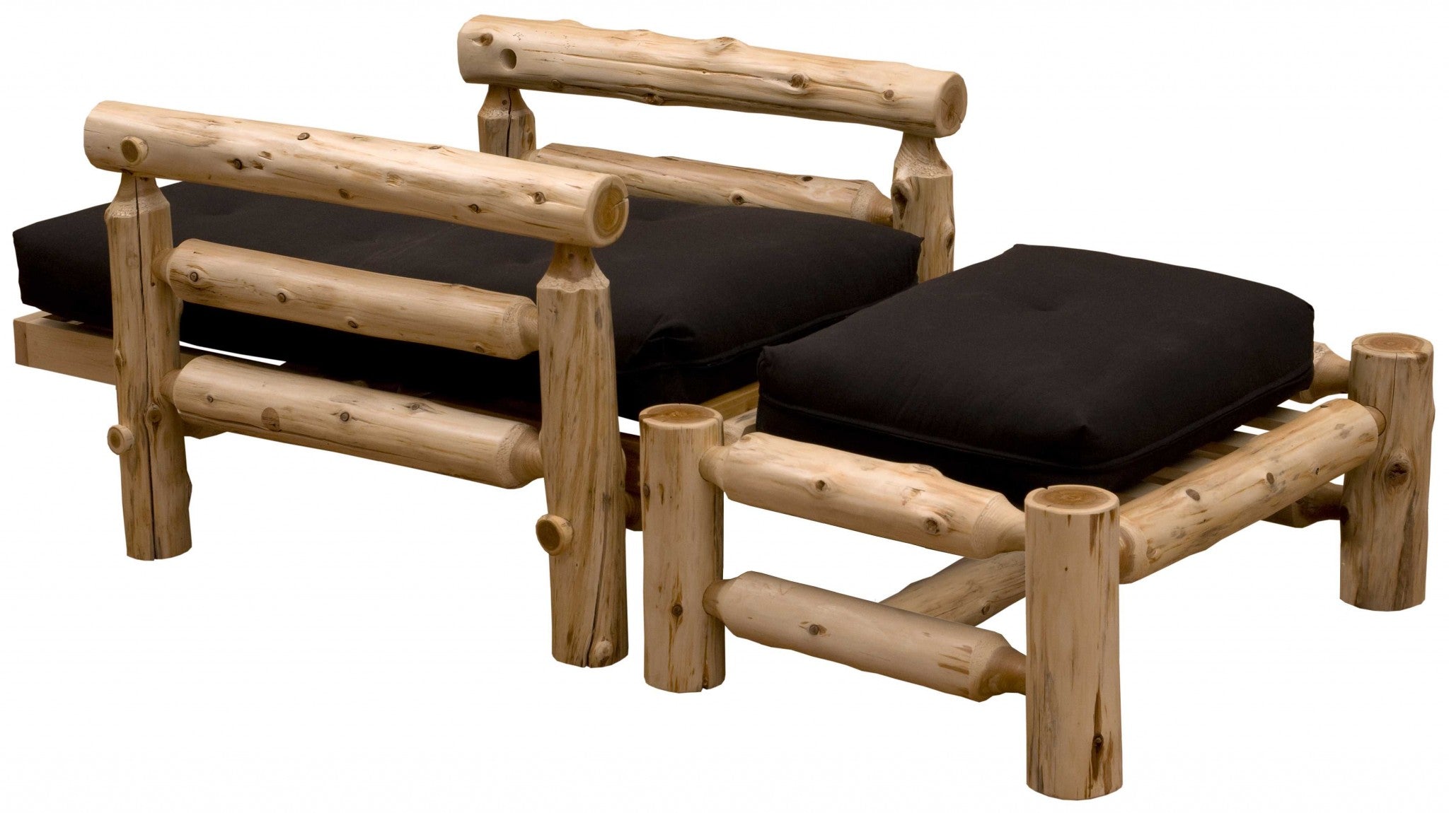 Authentic Log Cabin Natural Cedar Futon Chair and Ottoman Set