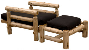 Authentic Log Cabin Natural Cedar Futon Chair and Ottoman Set