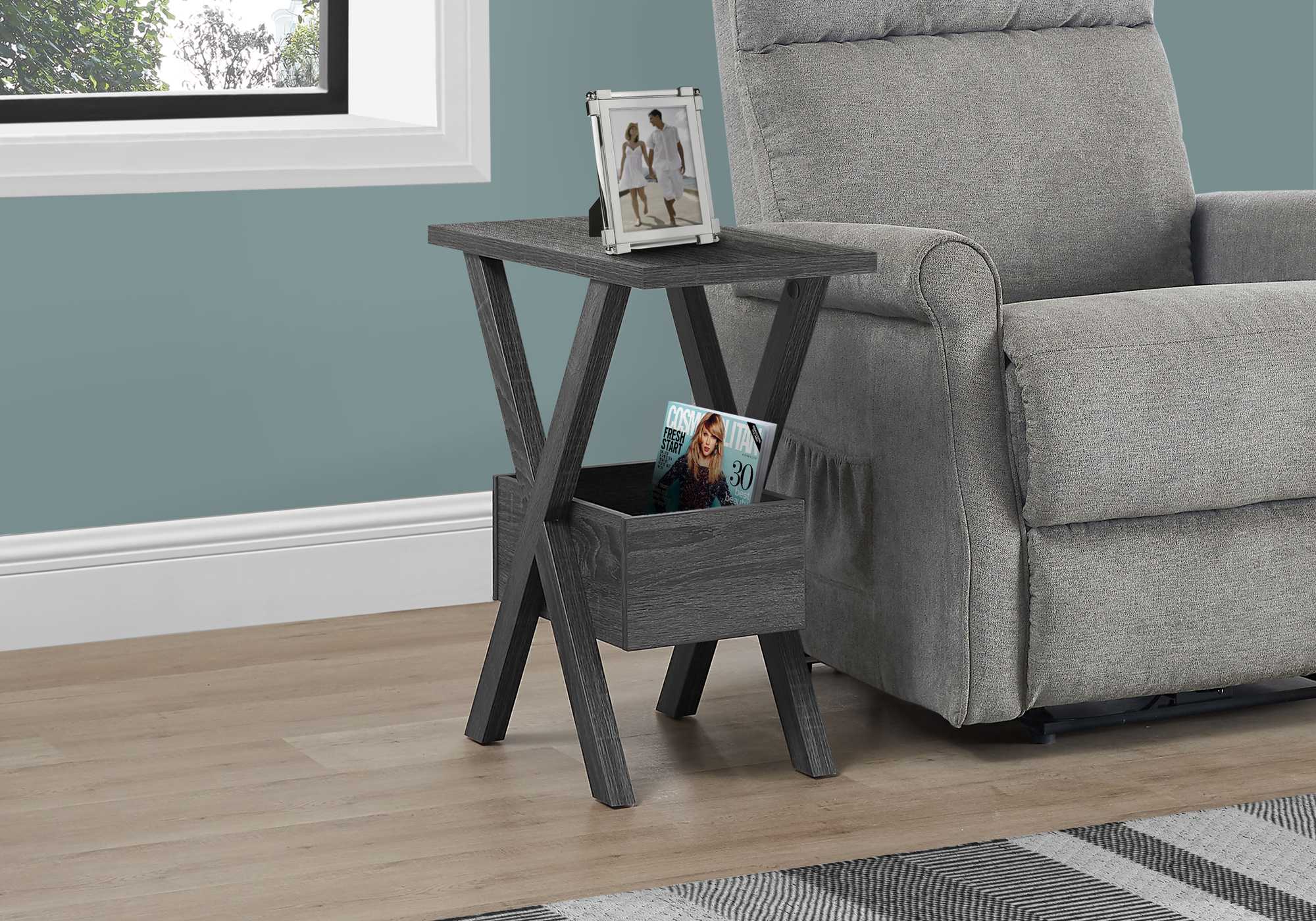 Rectangular Grey Laminated Wood Accent Table