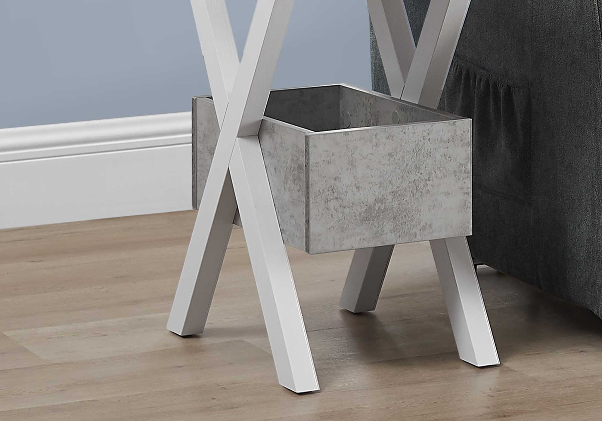 Rectangular White Grey Cement Look Accent Table