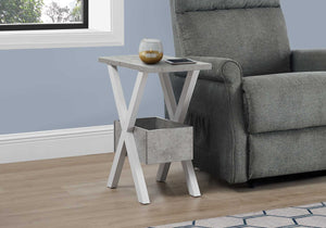 Rectangular White Grey Cement Look Accent Table