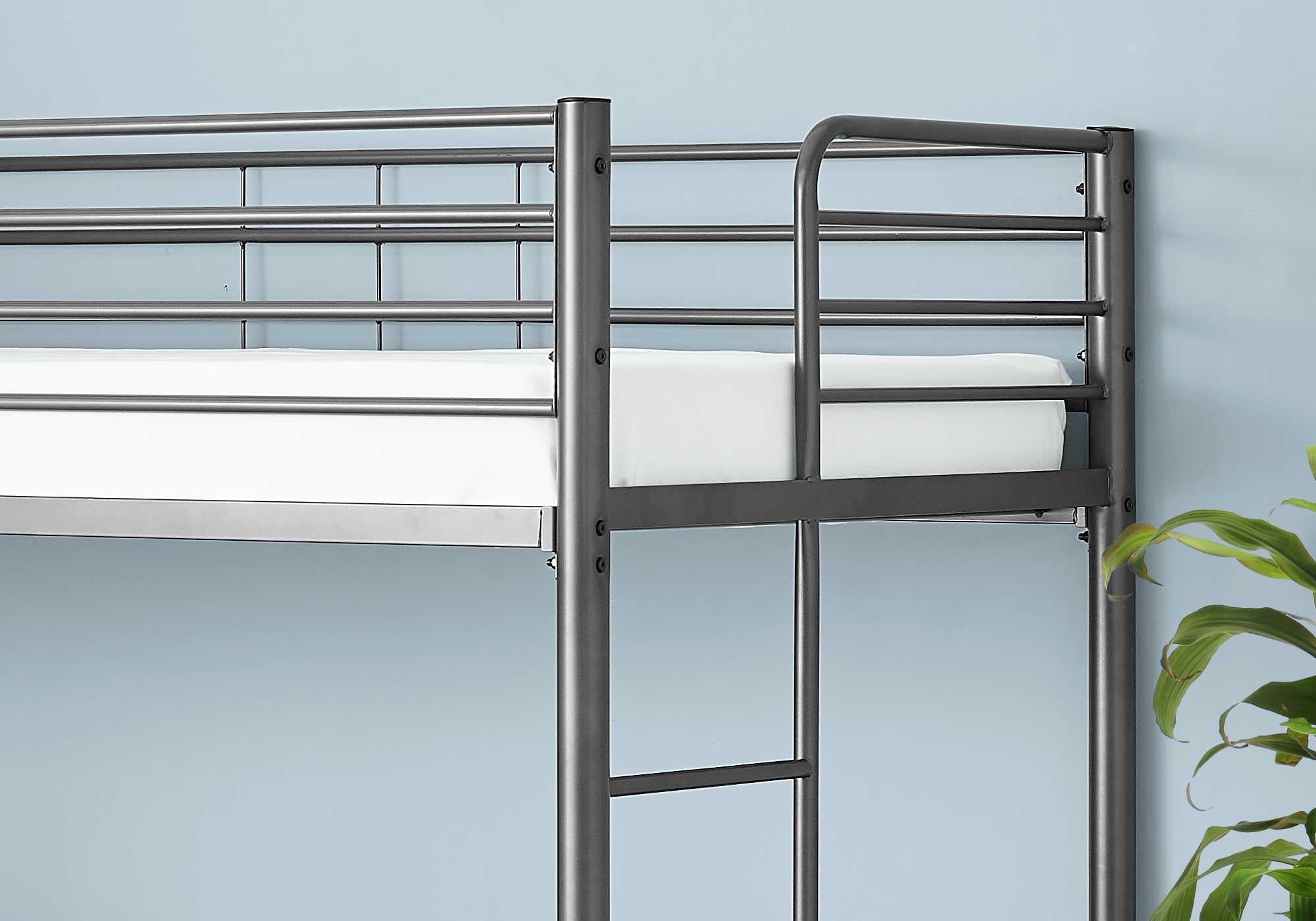 Twin Full Size Grey Metal with Desk Bunk Bed