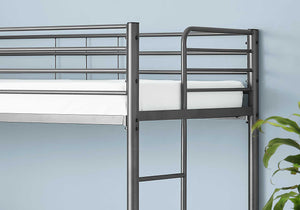 Twin Full Size Grey Metal with Desk Bunk Bed