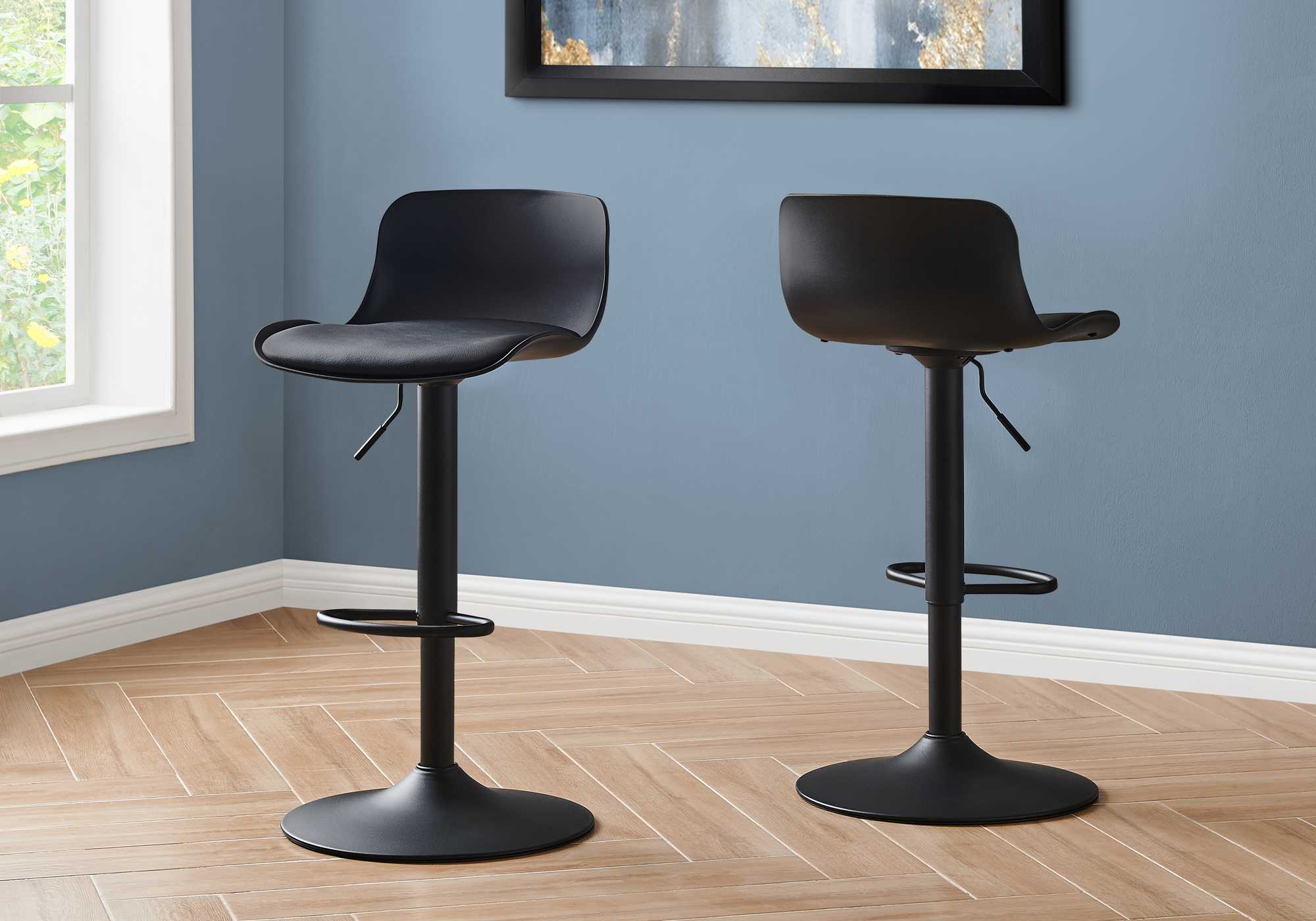 33" BlackwithBlack Metal Hydraulic Lift Barstool  2 pcs