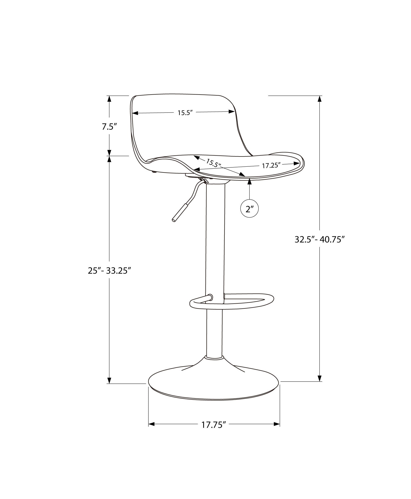 33" BlackwithBlack Metal Hydraulic Lift Barstool  2 pcs
