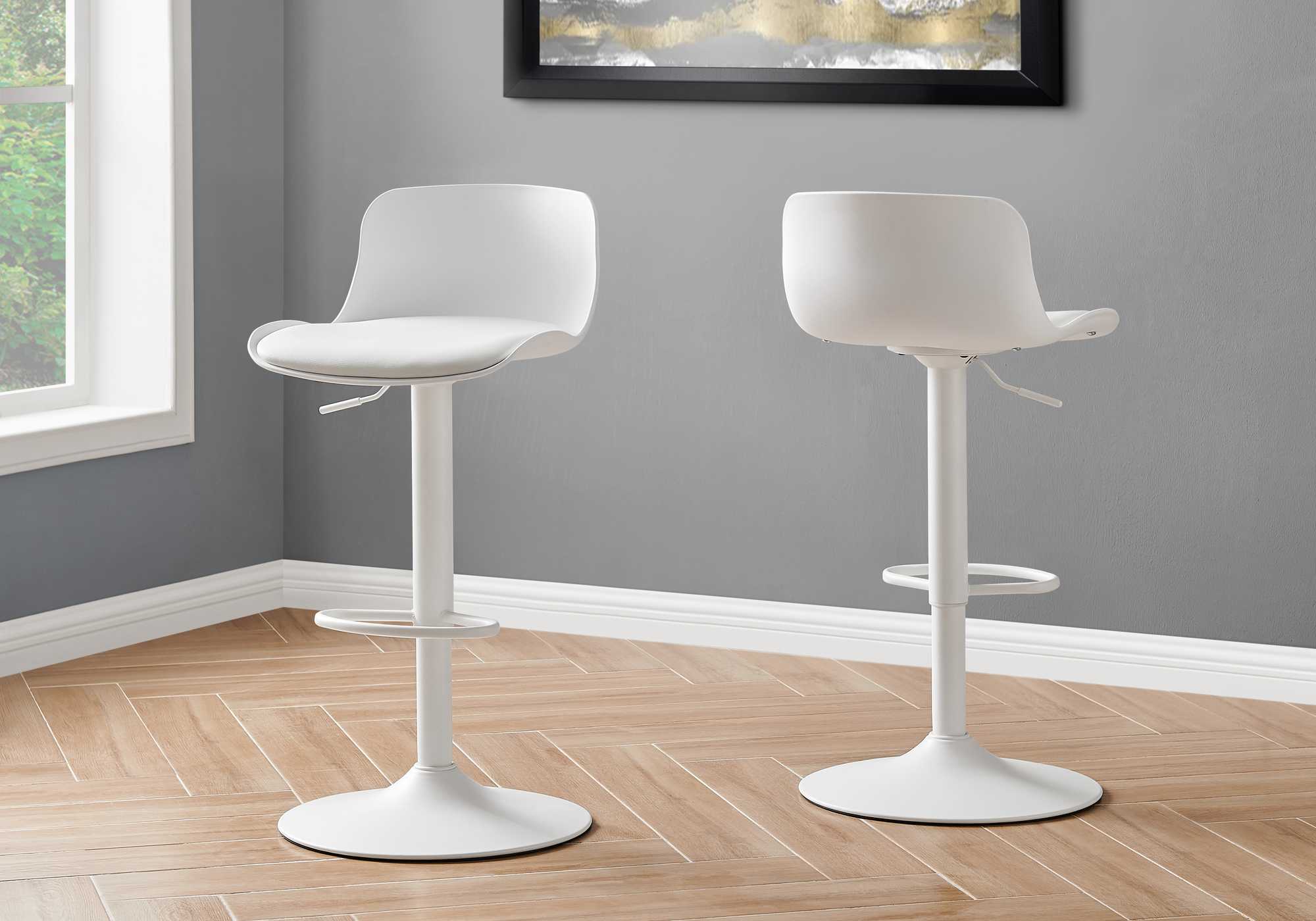 33" WhitewithWhite Metal Hydraulic Lift Barstool  2 pcs