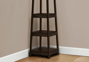 72" Espresso Corner Laminated Coat Rack with 3 Shelves