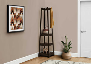 72" Espresso Corner Laminated Coat Rack with 3 Shelves