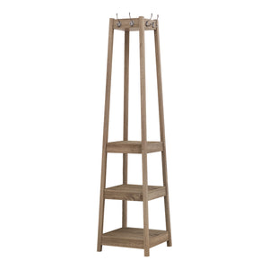 72" Dark Taupe Corner Laminated Coat Rack with 3 Shelves