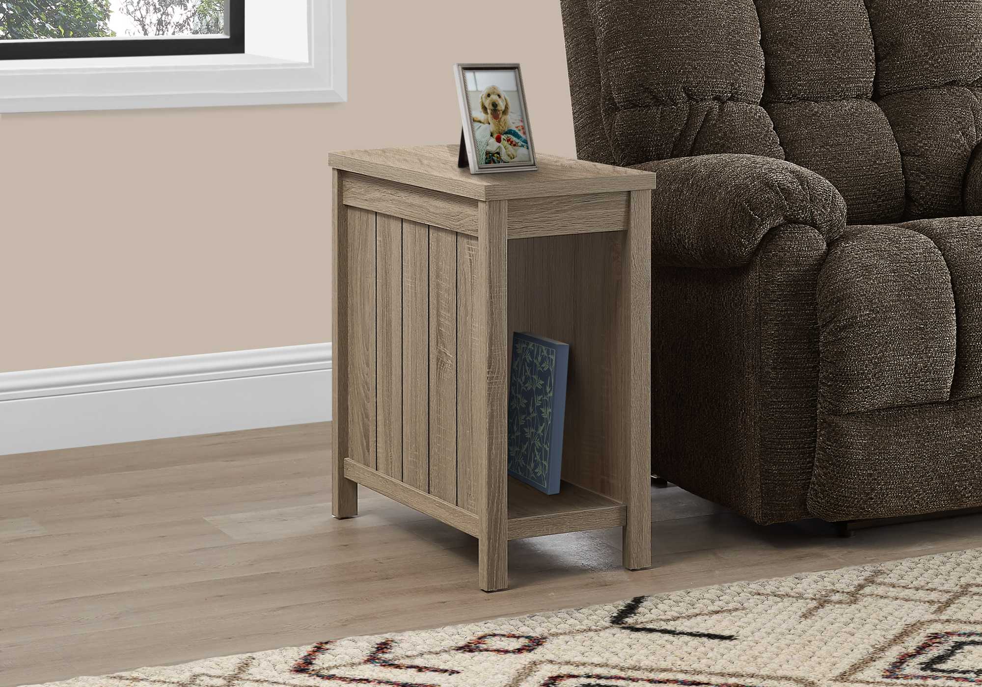 Rectangular Dark Taupe Smooth Laminated Wood Accent Table