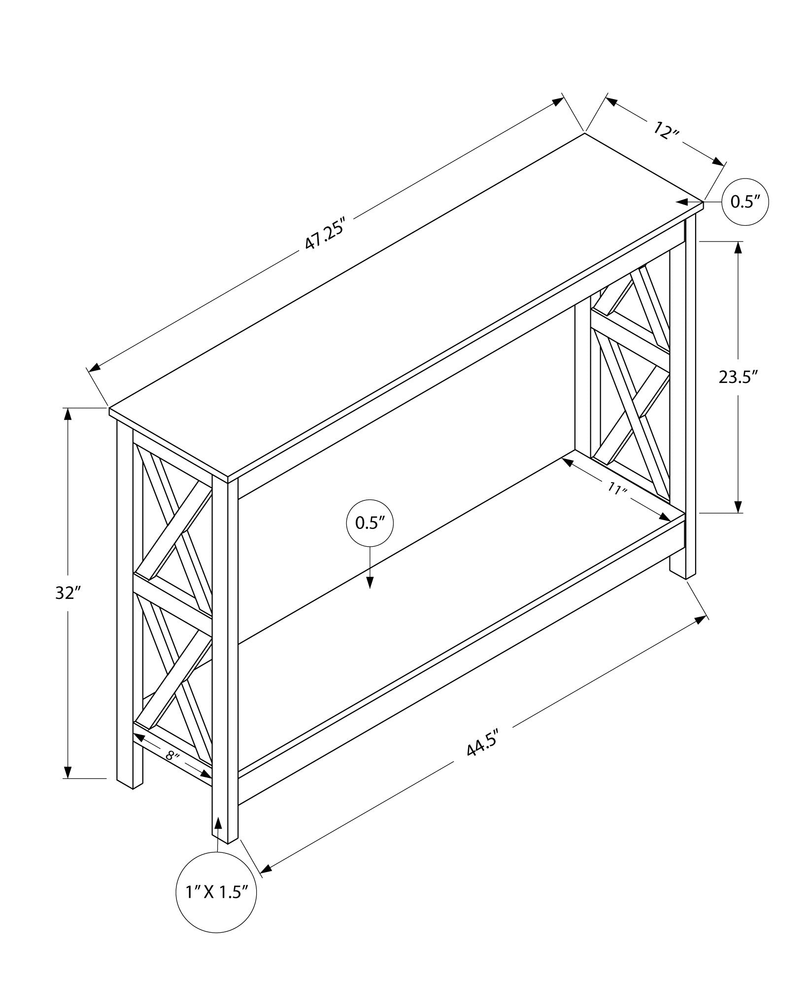 Rectangular Espresso Hall Console Accent Table