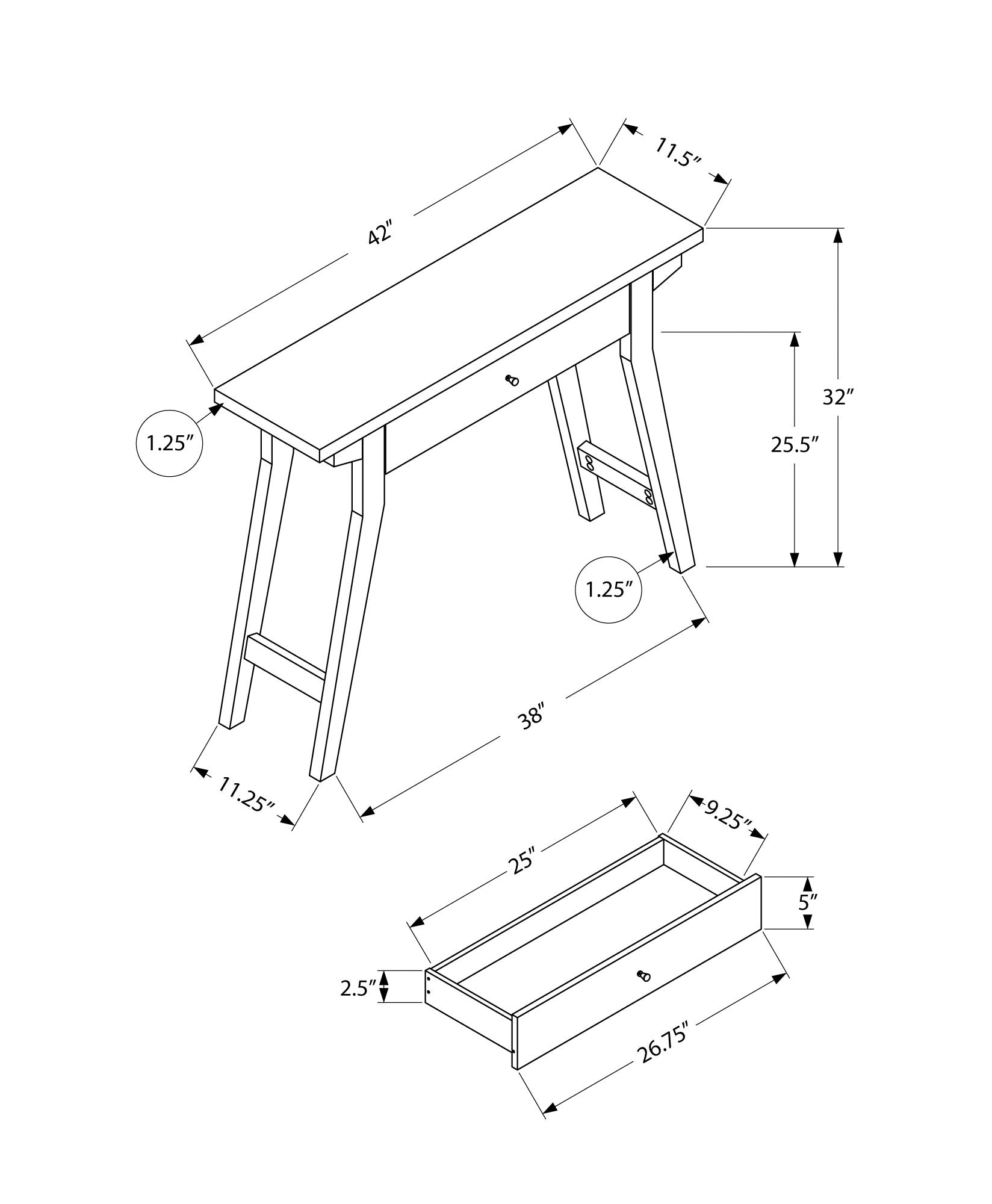 Rectangular Dark Taupe Accent Table with Storage Drawer