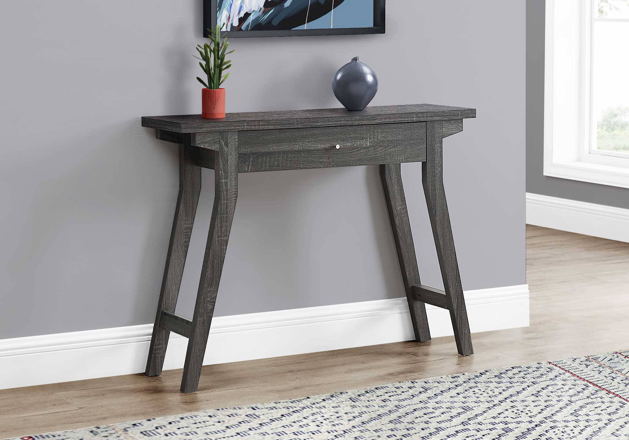Rectangular Grey Accent Table with Storage Drawer