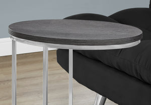 Oval Grey with Chrome Metal Accent Table