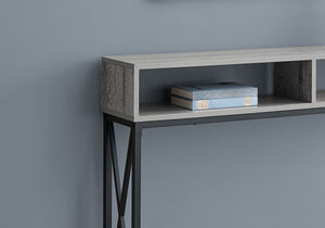 48" Rectangular GreywithBlack Metal Hall Console with 2 Shelves Accent Table