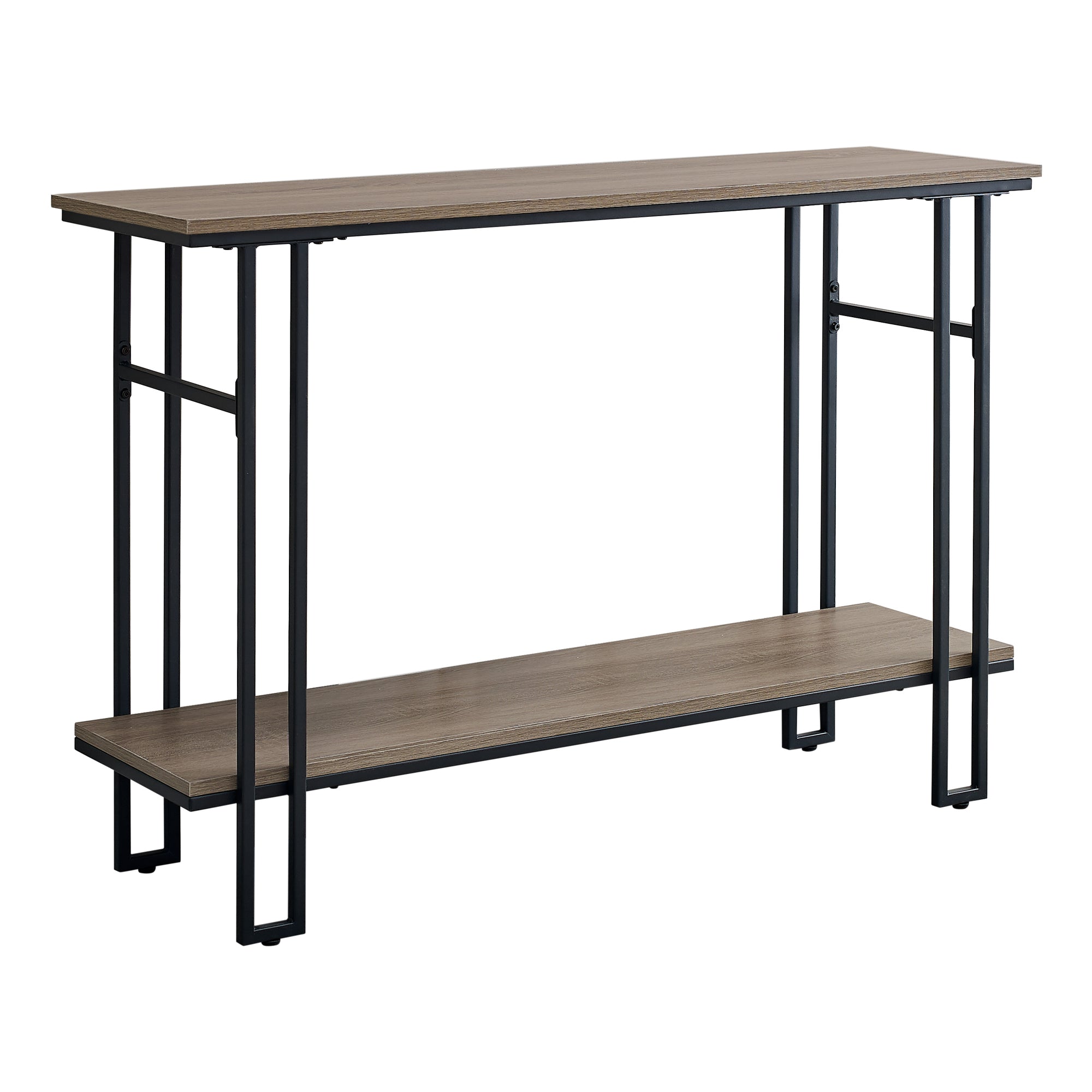 48" Rectangular GreywithBlack Metal Hall Console Accent Table