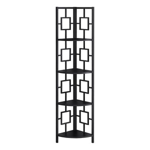 62" Metal Corner Black Bookcase with 4 shelves