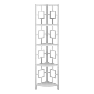 62" Bookcase WhiteandWhite Metal Corner Etagere with 4 shelves