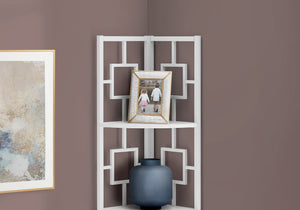 62" Bookcase WhiteandWhite Metal Corner Etagere with 4 shelves