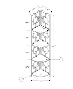 62" Bookcase WhiteandWhite Metal Corner Etagere with 4 shelves