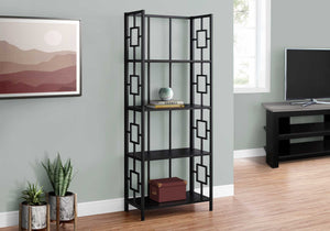 62" 4 Tier Bookcase BlackwithBlack Metal Etagere