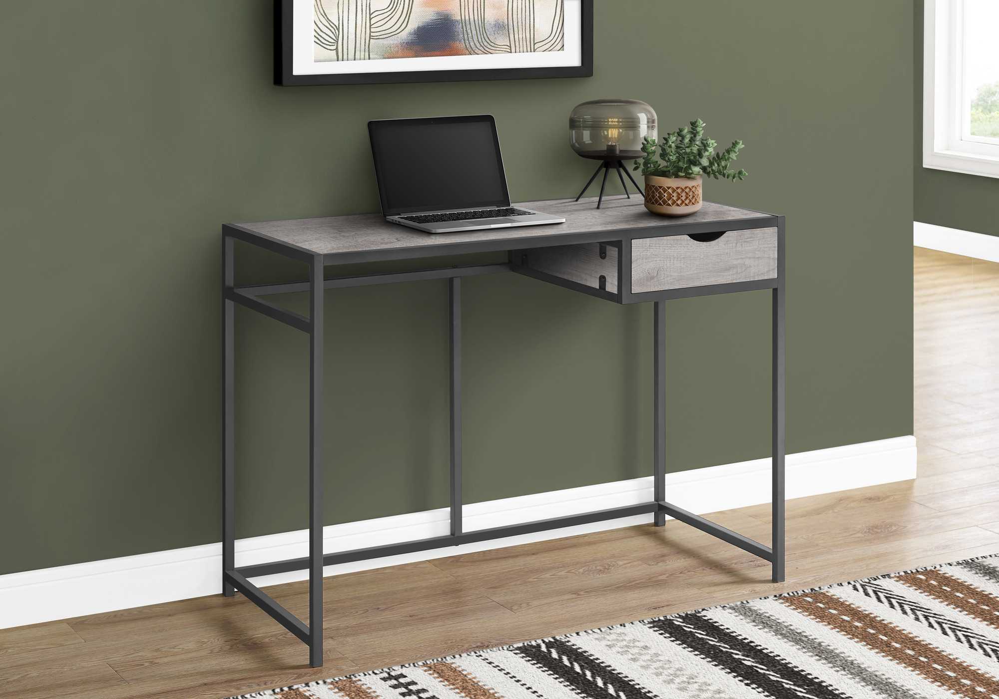 42" Grey and Dark Grey Metal Computer Desk