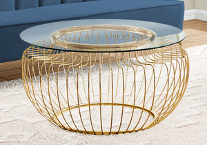 Round Gold Metalwith Tempered Glass Coffee Table