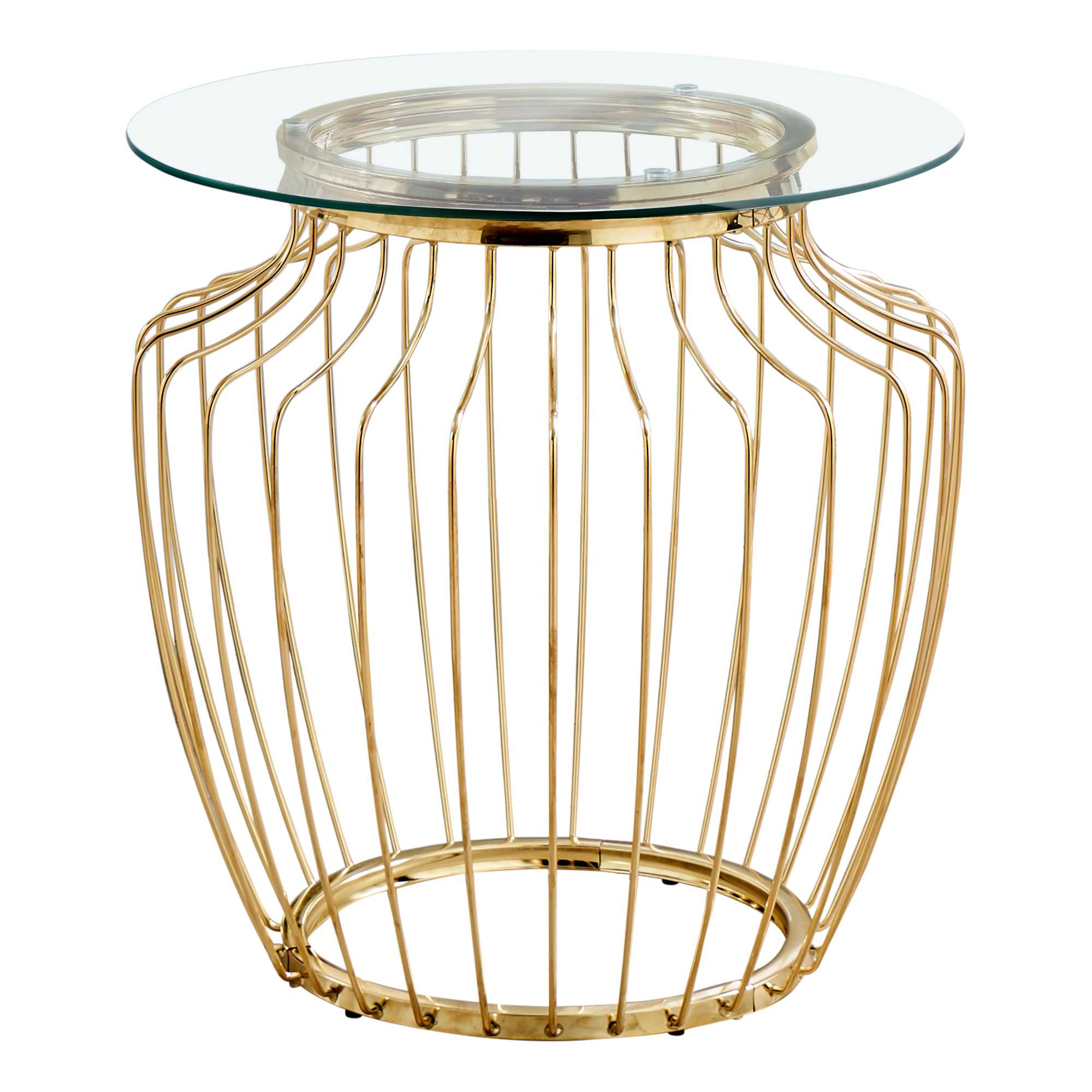Gold Metal with Tempered Glass Accent Table
