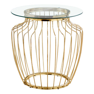 Gold Metal with Tempered Glass Accent Table