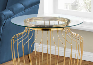 Gold Metal with Tempered Glass Accent Table