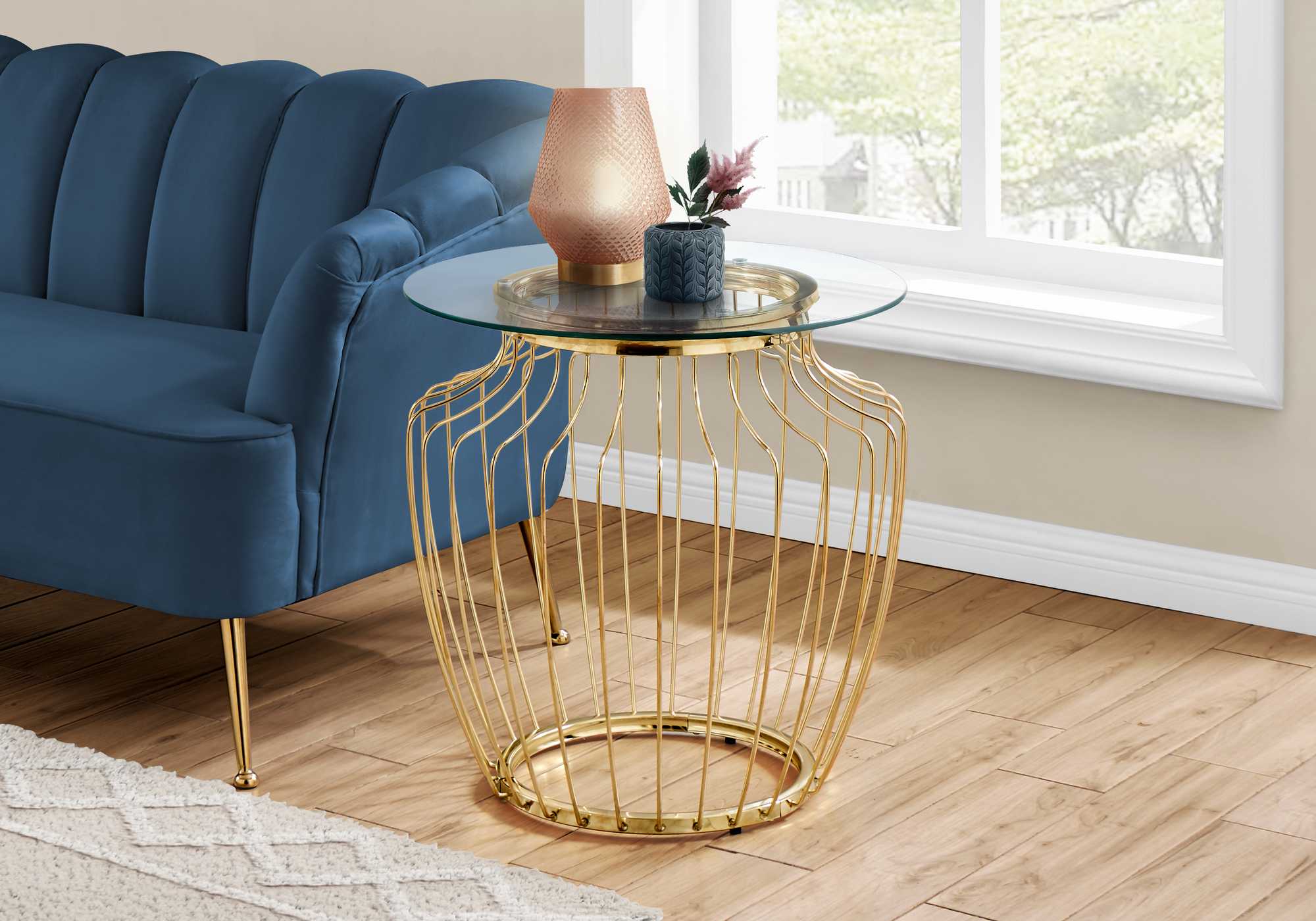 Gold Metal with Tempered Glass Accent Table