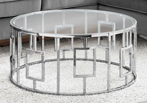 Round Chrome Metal with Tempered Glass Coffee Table