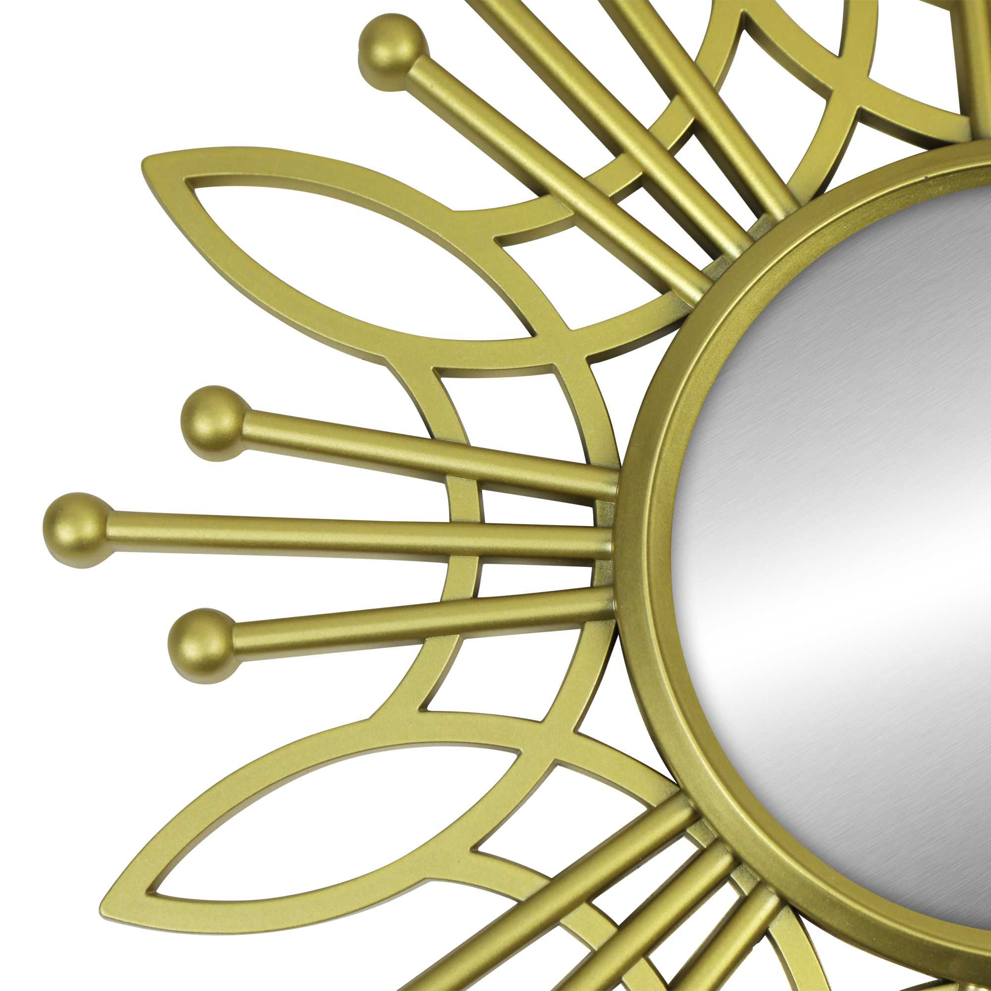 Sunburst-Style Wall Mirror with Matte-Gold Finish