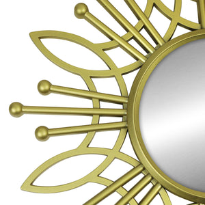 Sunburst-Style Wall Mirror with Matte-Gold Finish