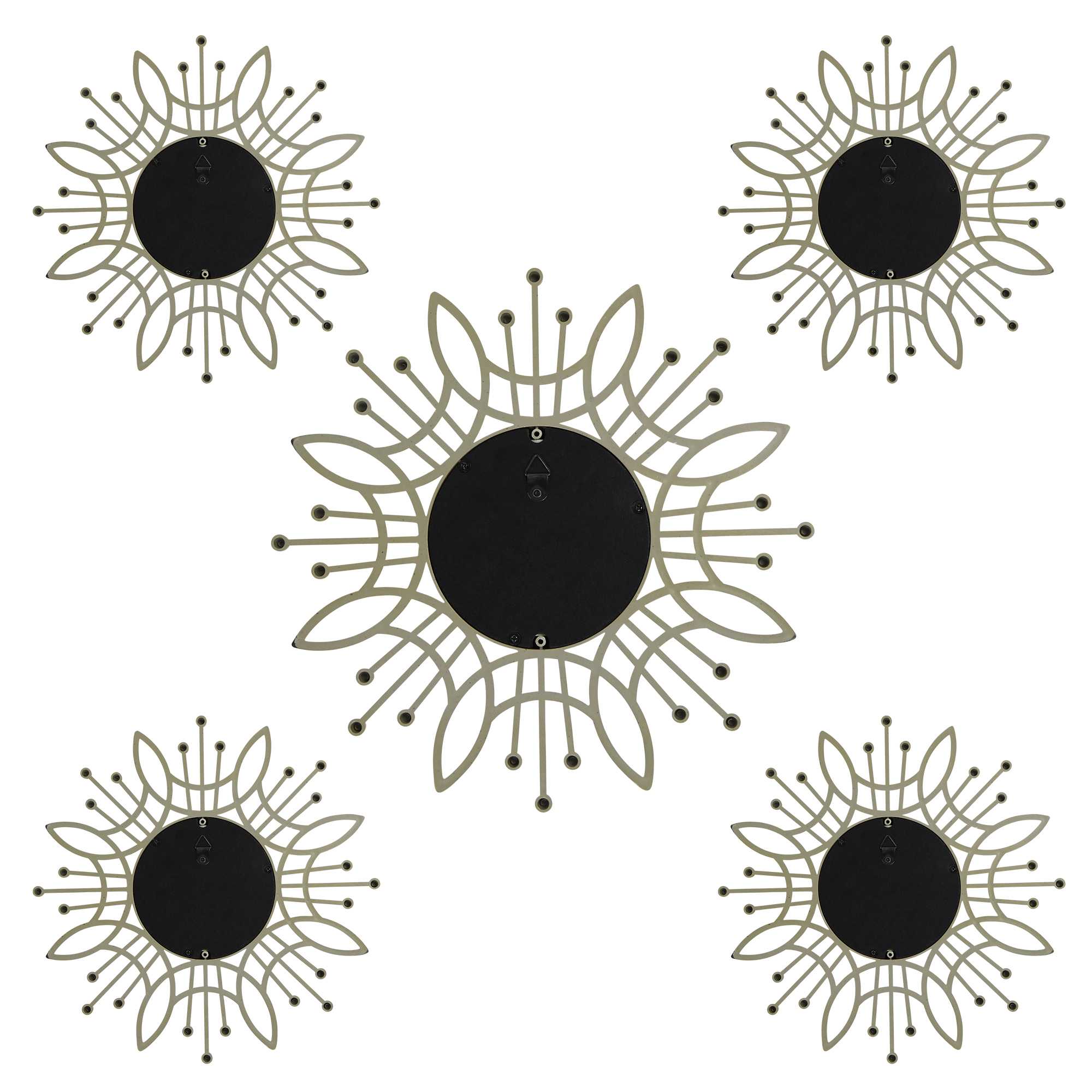 Sunburst-Style Wall Mirror with Matte-Gold Finish
