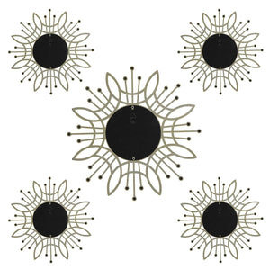 Sunburst-Style Wall Mirror with Matte-Gold Finish