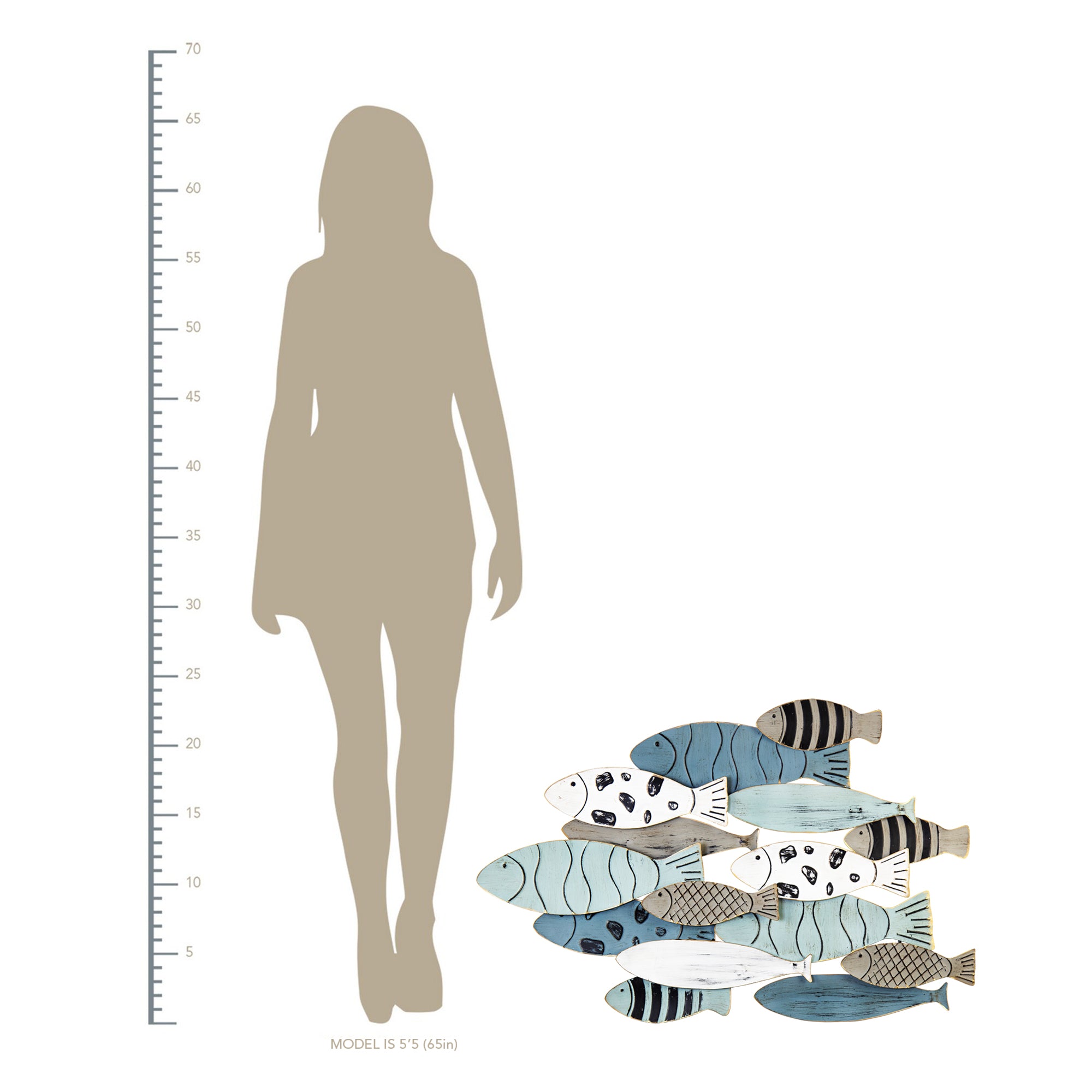 Hand-Painted with Metallic Fish Gold Edge Wall Decor