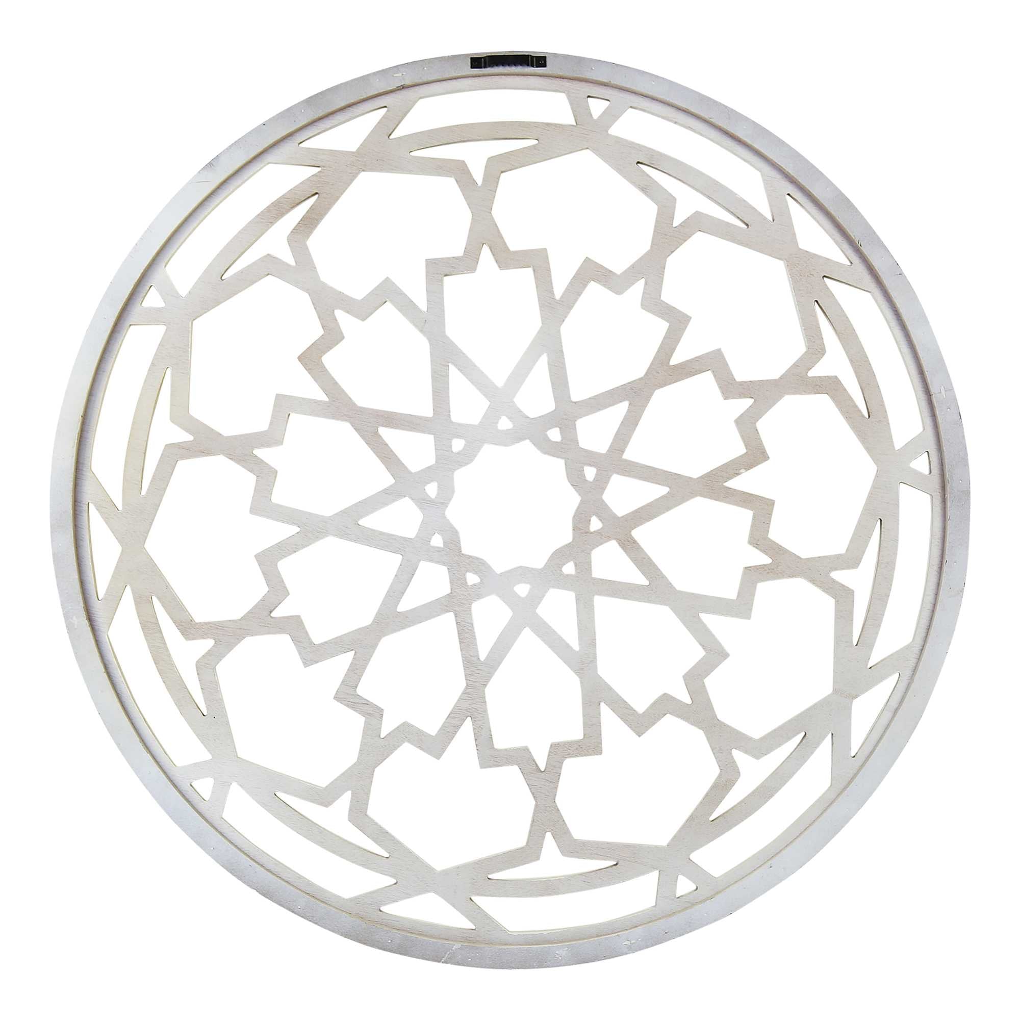 Round-Shaped Medallion Wall Decor in White Distressed Finish
