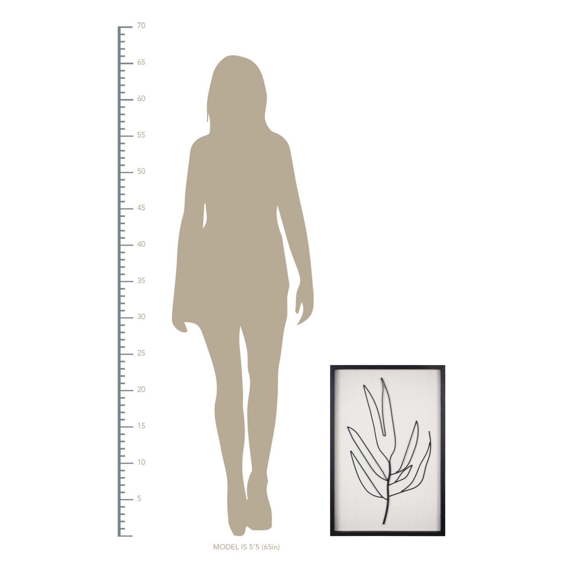 Hand-Painted Leaf Wall Art with Matte Black Finish