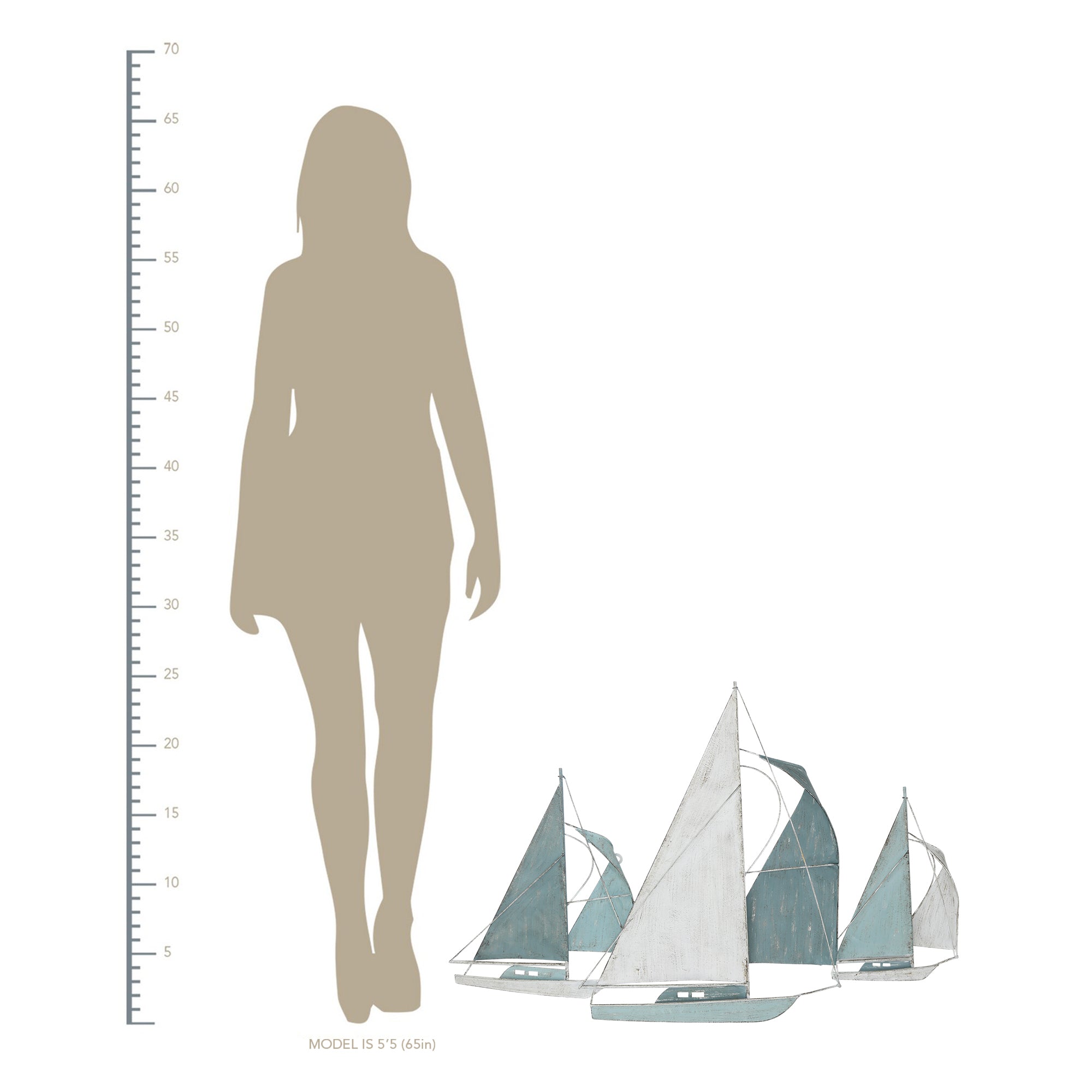 Sailboat Metal Centerpiece  in Distressed Finish