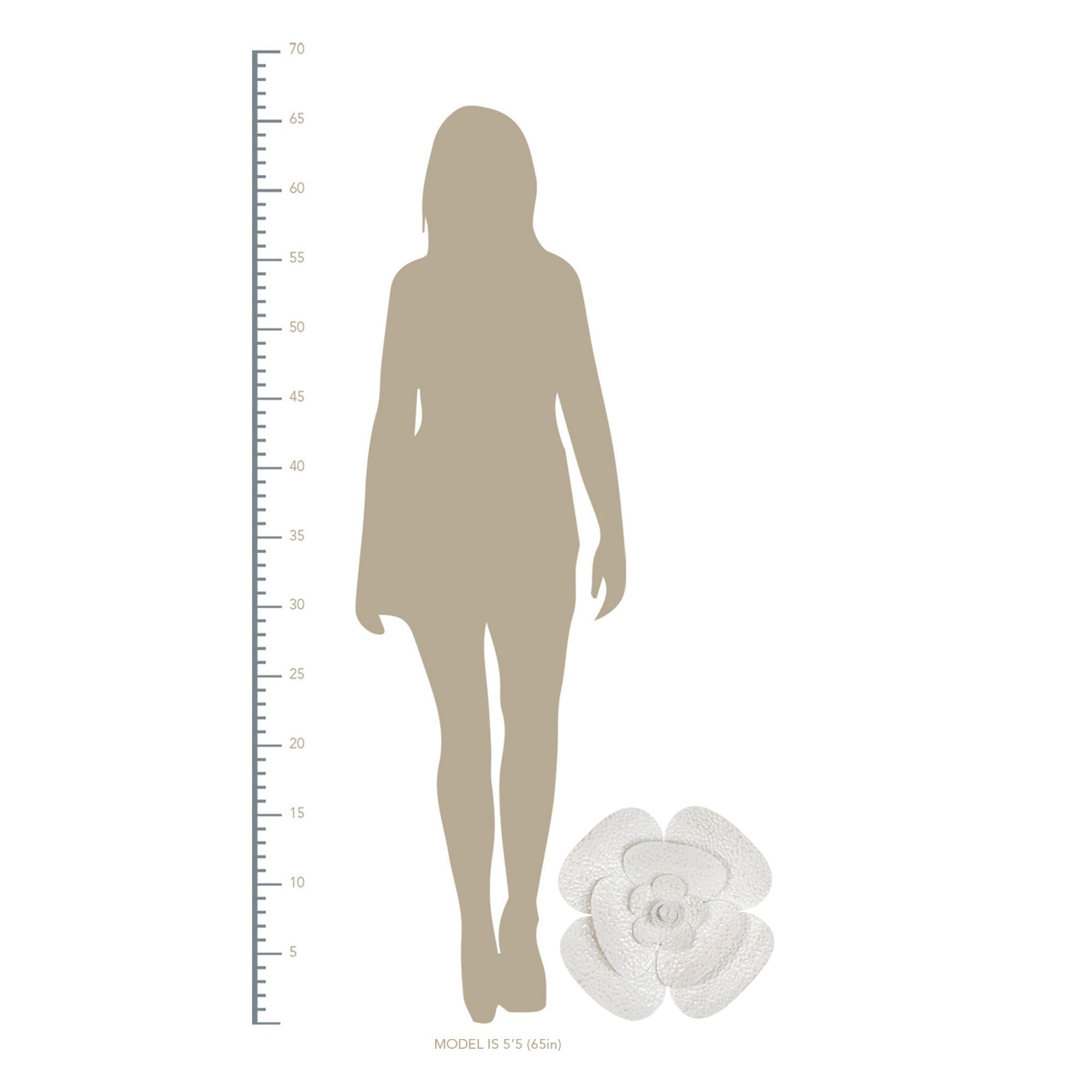 Floral Metal Wall Art with White and Beige Tones