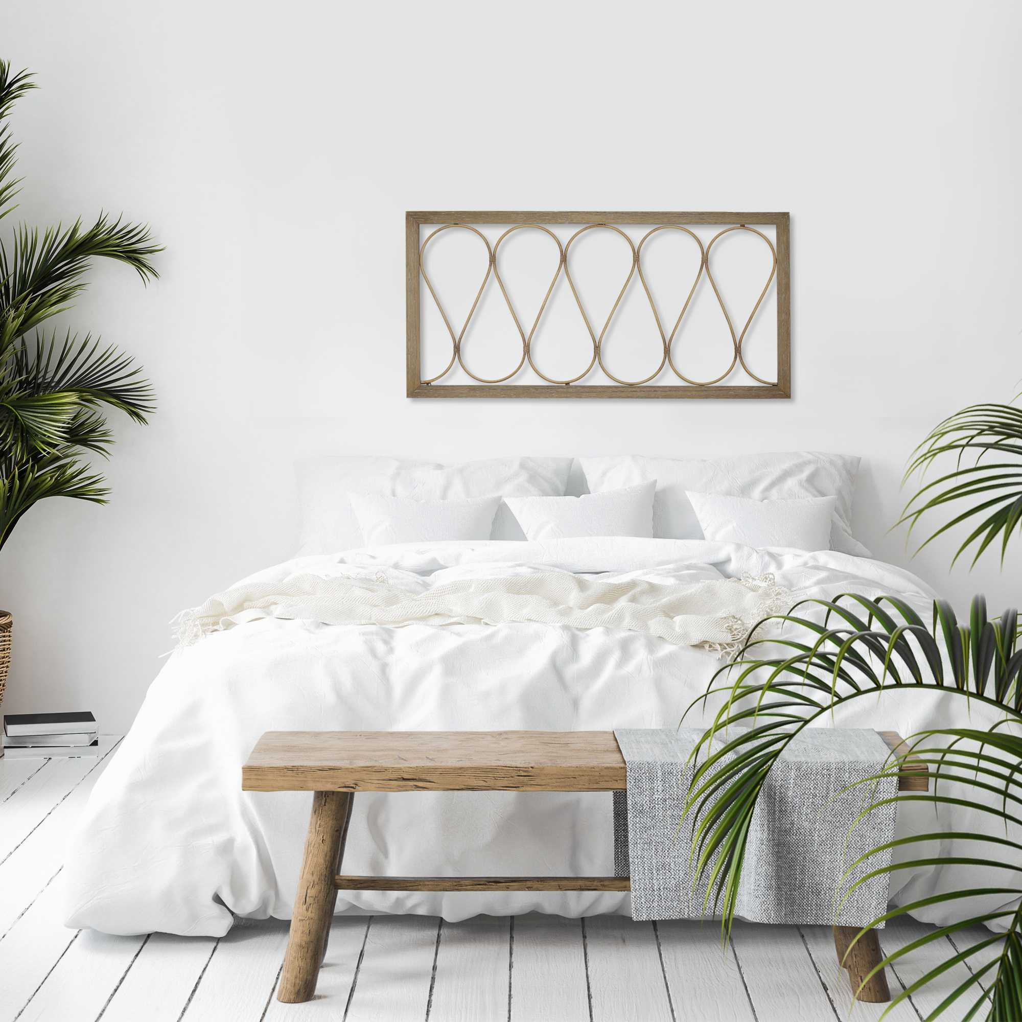 Flowing Metal Wood Panel with white-Washed Distressed Finish