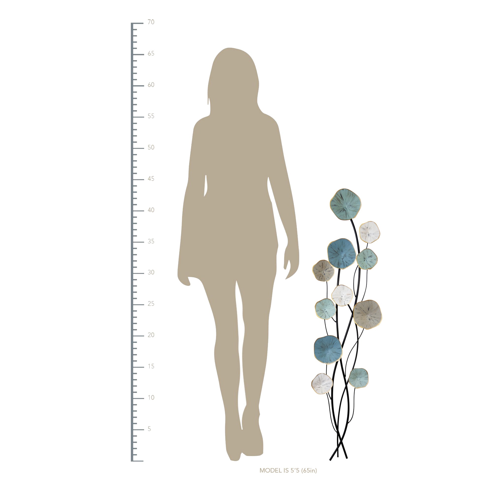 3D-Layered Stemmed Flowers Metal Wall Decor