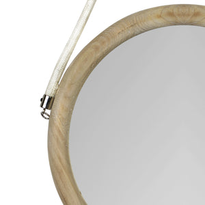 Round Wall Mirror with Ivory-washed Finish