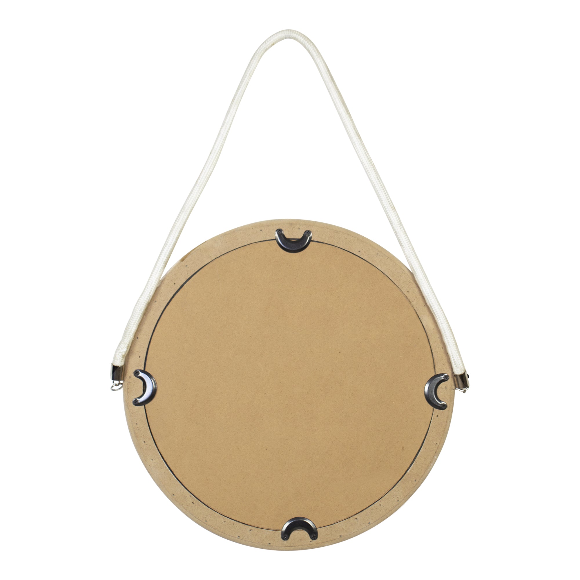 Round Wall Mirror with Ivory-washed Finish