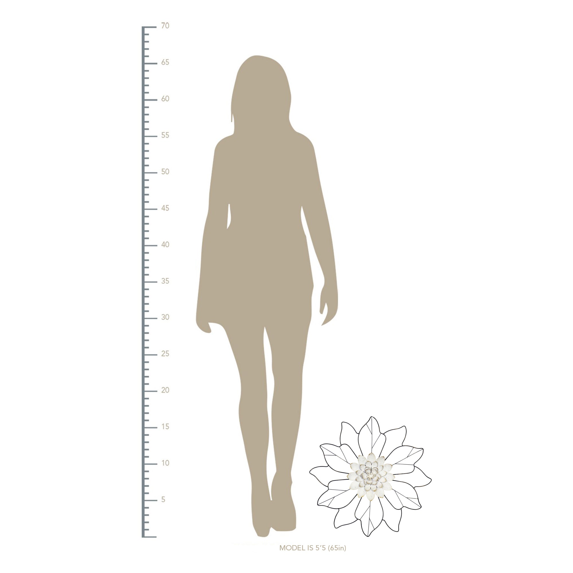 White Flower Wall Decor with Matte Black Leaves