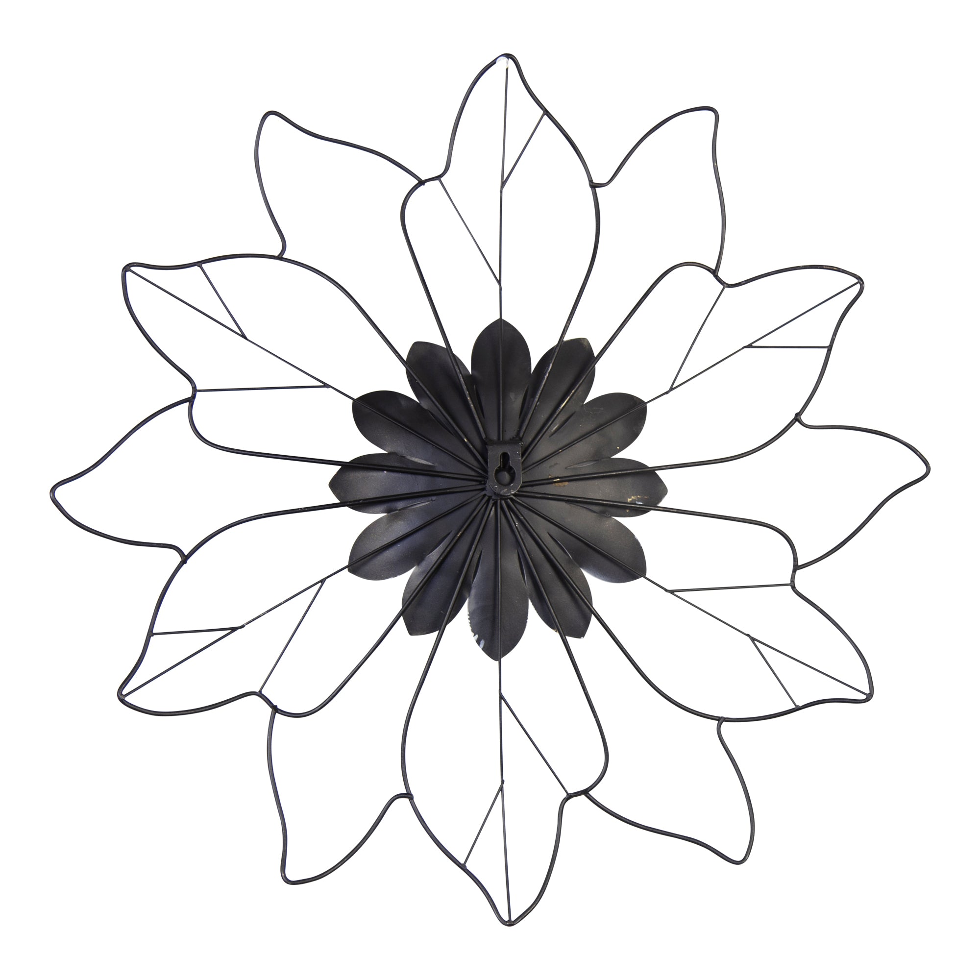 White Flower Wall Decor with Matte Black Leaves