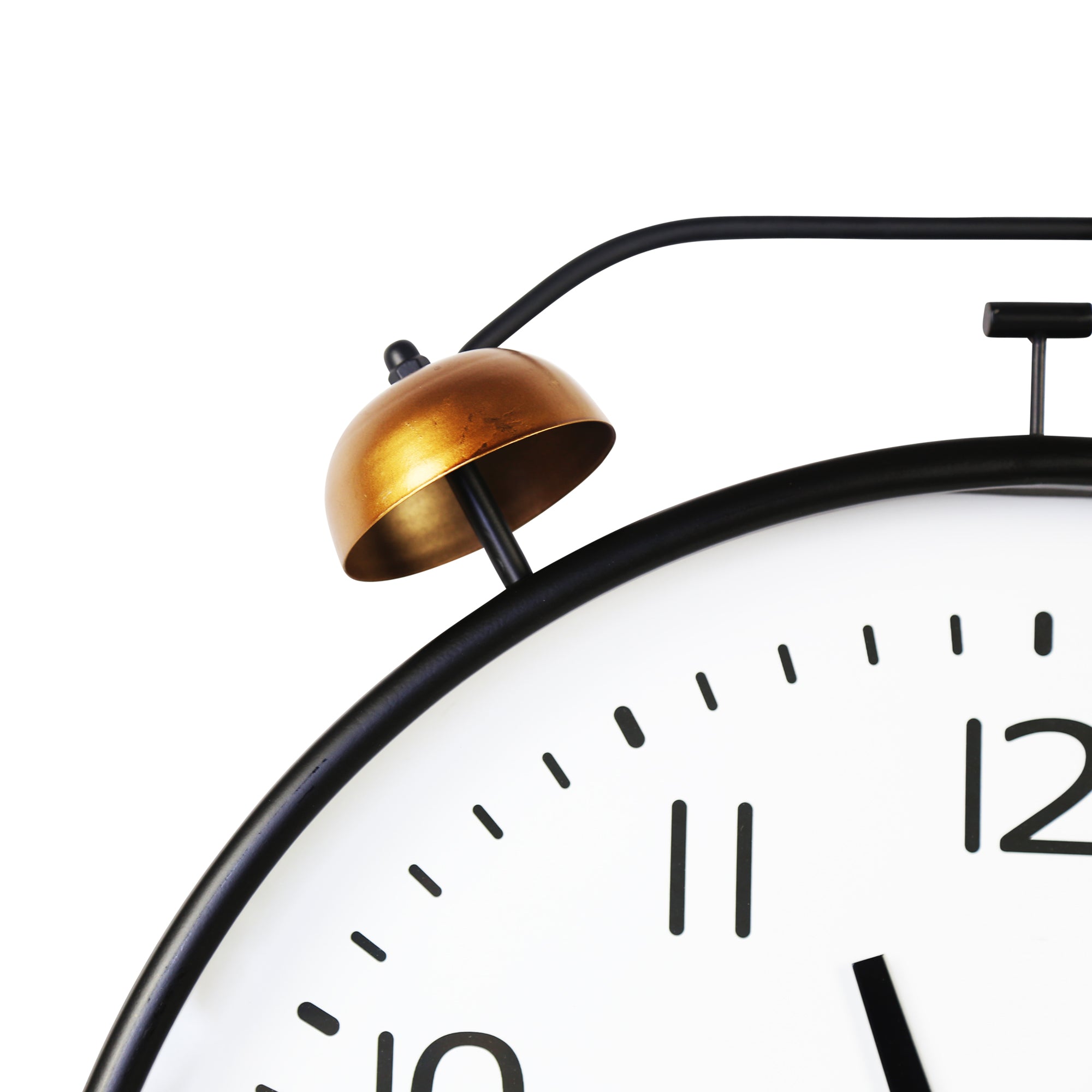 24" Round Metal Wall Clock with Bronze Twin Faux Bell