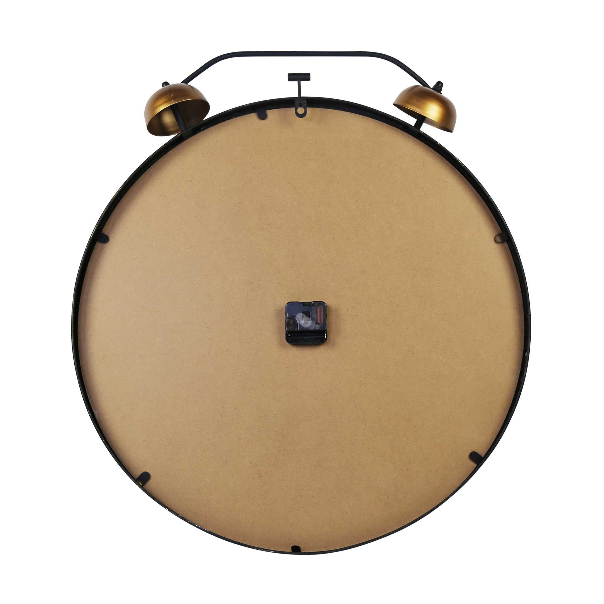 24" Round Metal Wall Clock with Bronze Twin Faux Bell